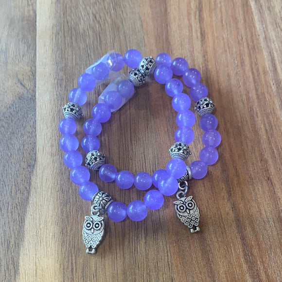 Purple Jadeite Owl Bracelets