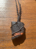 Black Tourmaline with Hematite Macrame Necklace