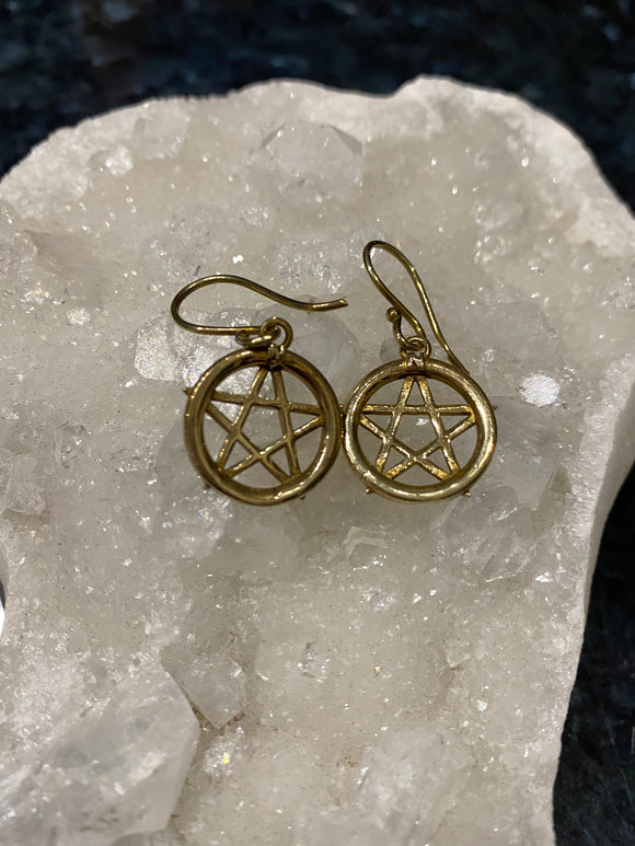 Bronze Pentagram Earrings