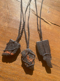 Black Tourmaline with Hematite Macrame Necklace