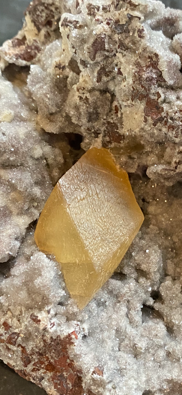Golden Ray Calcite Record Keeper on Chalcedony