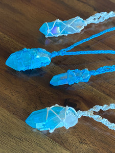 Aqua Aura Macrame Necklaces