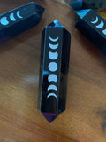 Double Terminated Black Obsidian Wands Lge