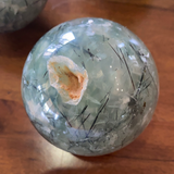 Prehnite Spheres with Rutile & Epidote