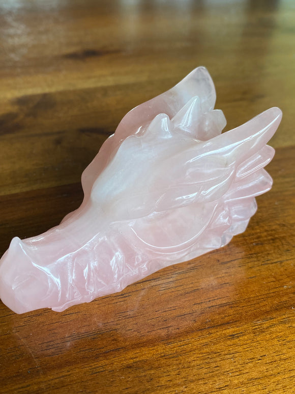 Rose Quartz Dragon Skull