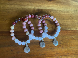 Rose Quartz, Morganite & Mookite Jasper  Bracelets