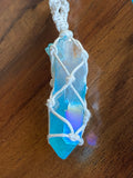 Aqua Aura Macrame Necklaces