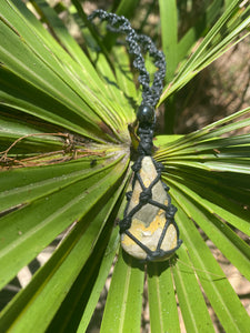 Bumblebee Jasper & Hematite Macramé Necklace