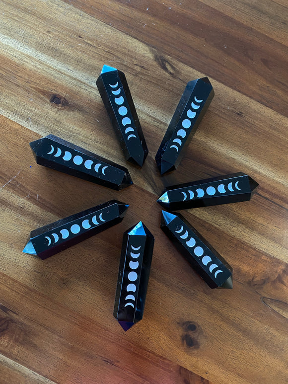 Double Terminated Black Obsidian Wands Lge