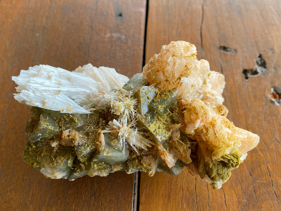 Green Apophyllite, Stilbite and Scolecite Cluster