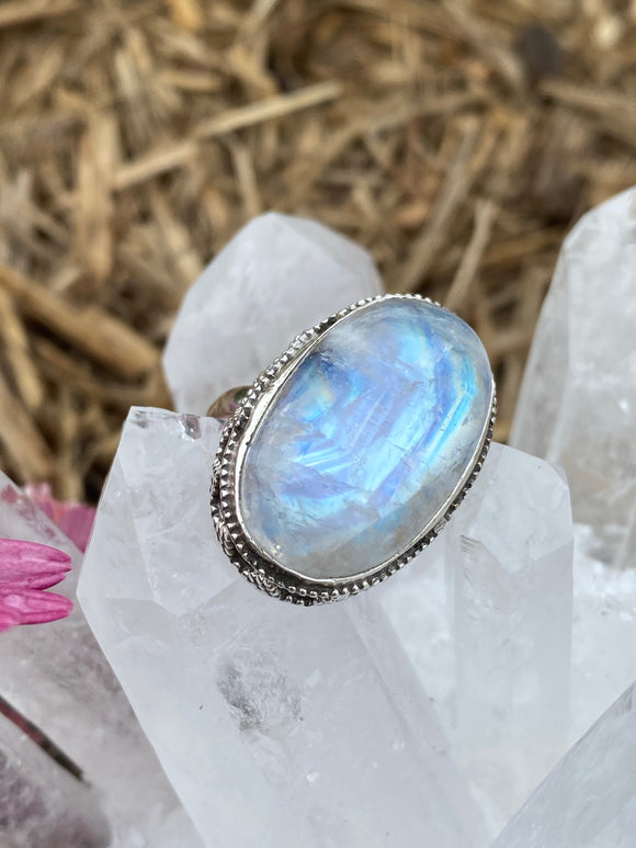 Rainbow Moonstone Ring