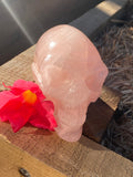 Rose Quartz Alien Skull Lge