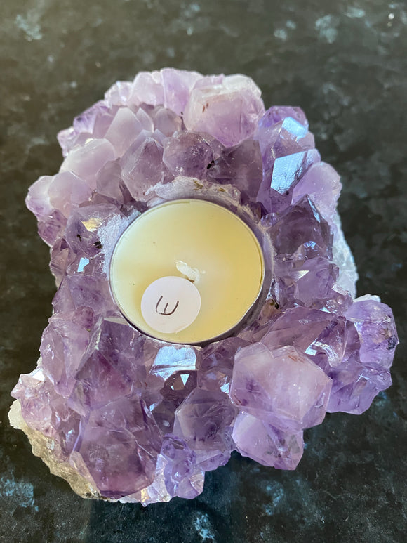 Amethyst Cluster Tea LIght Candle Holder