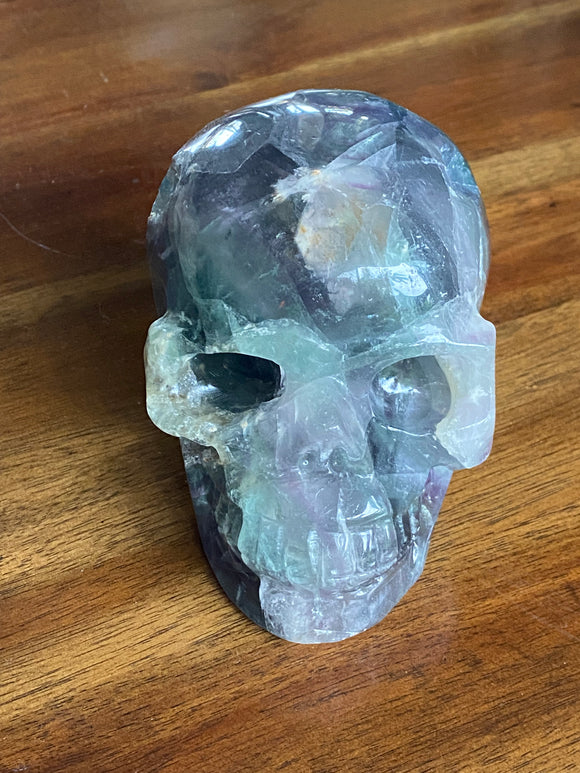 Rainbow Fluorite Skull Lge