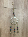 Brass Bell & Beaded Peace Hanger