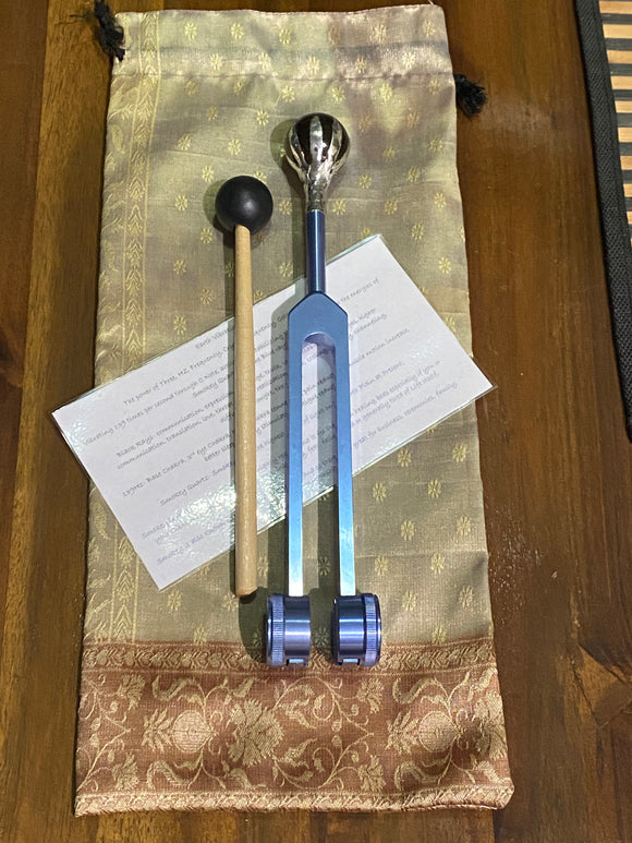 Smokey Quartz, 139hz, Blue, Crystal Tuning Fork