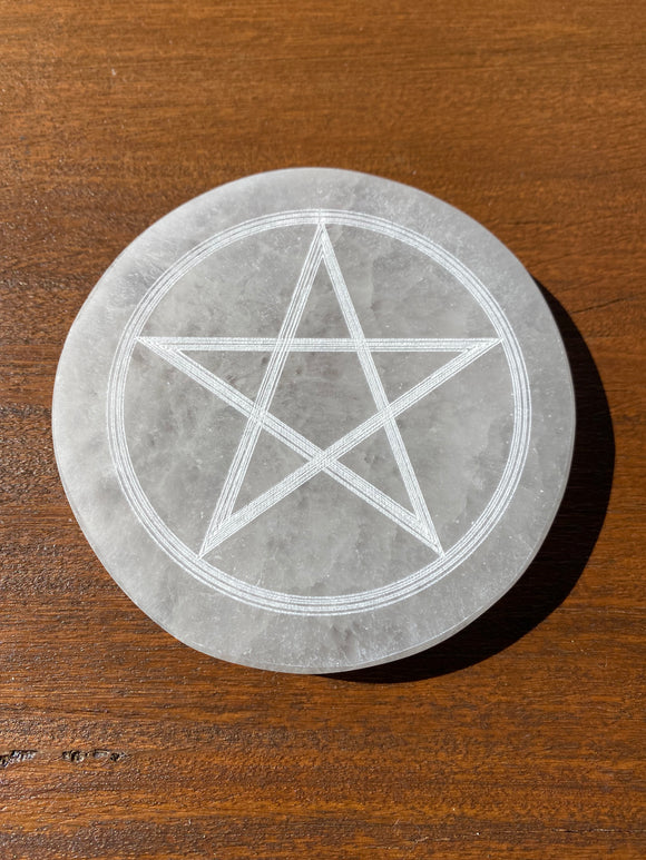 Selenite Pentagram Charge Plate