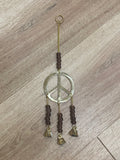 Brass Bell & Beaded Peace Hanger