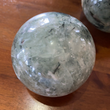 Prehnite Spheres with Rutile & Epidote