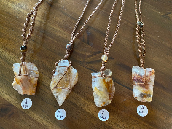 Golden Healer Quartz Macramé Necklaces