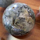 Prehnite Spheres with Rutile & Epidote