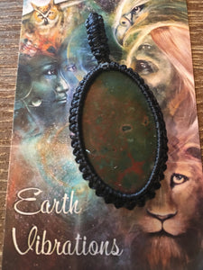 Macrame Pendant Bloodstone